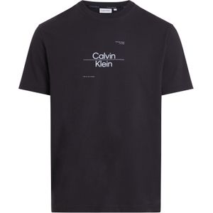 Calvin Klein Optic Line Logo T-shirt, heren T-shirt korte mouw O-hals, zwart -  Maat: M