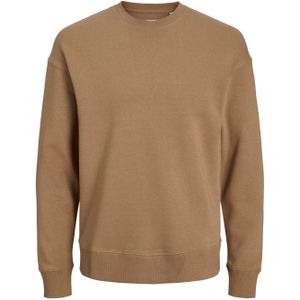 JACK & JONES Bradley sweat crew regular fit, heren sweatshirt katoenmengsel met O-hals, camel bruin