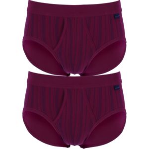 SCHIESSER Original Classics sportslips (2-pack), Feinripp met gulp, bordeaux rood gestreept