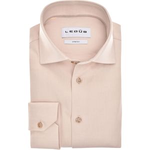 Ledub modern fit overhemd, popeline, lichtbruin