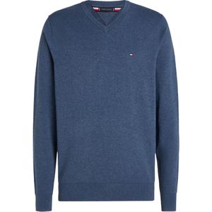 Tommy Hilfiger heren pullover Katoenen, middenblauw melange -  Maat: 3XL