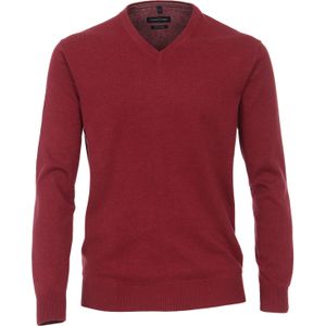 CASA MODA heren trui katoen, V-hals, donkerrood -  Maat: 6XL