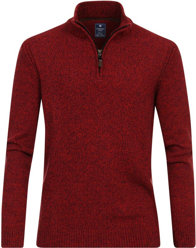 Redmond - Schipperstrui - Rood - Wol met Katoenmengsel - Opstaande Kraag