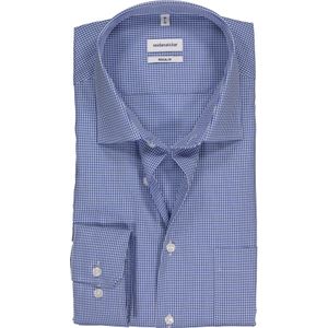 Seidensticker regular fit overhemd, blauw met wit geruit 47