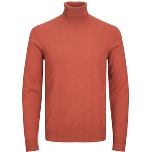 JACK & JONES Emil knit roll neck slim fit, heren pullover viscosemengsel met col, warm oranje