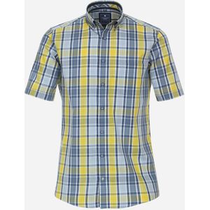 3 voor 99 | Redmond comfort fit overhemd, korte mouw, popeline, blauw geruit 41/42