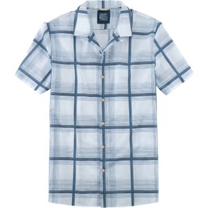 OLYMP Casual modern fit overhemd, korte mouw, popeline, bleu geruit 43/44