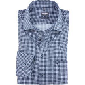 OLYMP Luxor modern fit overhemd, popeline, marineblauw dessin
