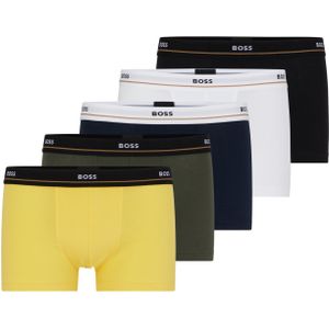 HUGO BOSS Essential trunks (5-pack), heren boxers kort, zwart, geel, blauw, groen, wit -  Maat: S