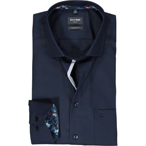 OLYMP modern fit overhemd, mouwlengte 7, popeline, donkerblauw