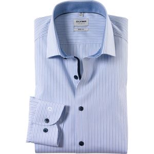 OLYMP Level 5 body fit overhemd, popeline, bleu gestreept