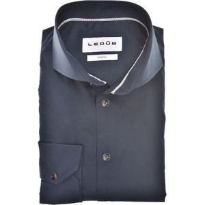 Ledub slim fit overhemd, popeline, donkerblauw