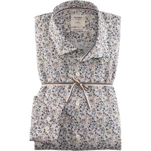 OLYMP Level 5 body fit overhemd, popeline, bruin dessin