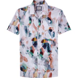 OLYMP Smart Casual Level 5 body fit overhemd, korte mouw, popeline, wit dessin