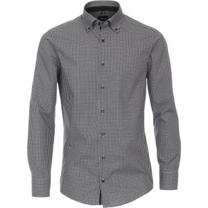 VENTI - Modern Fit - Overhemd - Zwart met Wit Geruit - Strijkvriendelijk