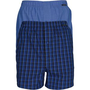 SCHIESSER Cotton Essentials boxershorts wijd (2-pack), klassiek katoen, blauw en geruit