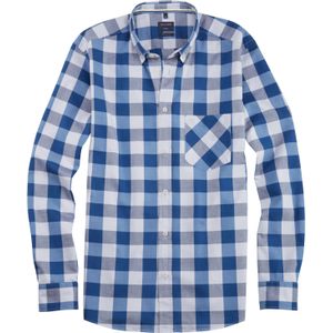 OLYMP Casual regular fit overhemd, structuur, blauw geruit 39/40