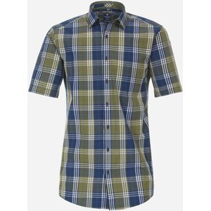3 voor 99 | Redmond comfort fit overhemd, korte mouw, popeline, groen geruit