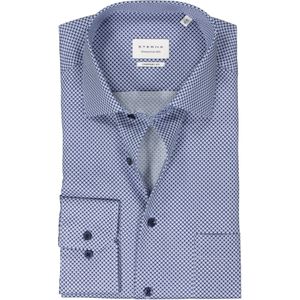 ETERNA comfort fit overhemd, twill, middenblauw dessin 45