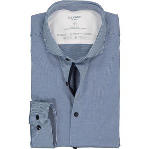 OLYMP No. 6 super slim fit overhemd 24/7, donkerblauw met wit gestreept tricot 38