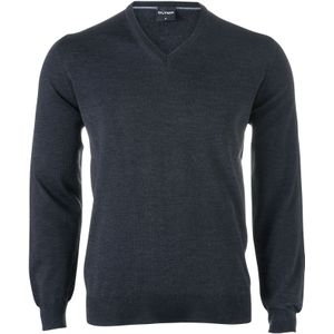 OLYMP modern fit trui wol, V-hals, antraciet grijs -  Maat: 4XL