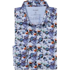 OLYMP Luxor 24/7 modern fit overhemd, Dynamic Flex, mandarijngeel dessin