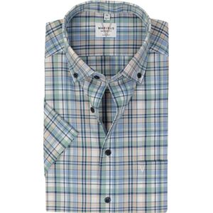 MARVELIS modern fit overhemd, korte mouw, popeline, groen geruit