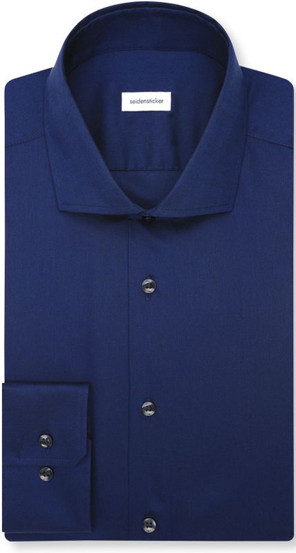 Seidensticker - Businessoverhemd - Donkerblauw - Slim 1/1 Kentkraag - Lange Mouwen