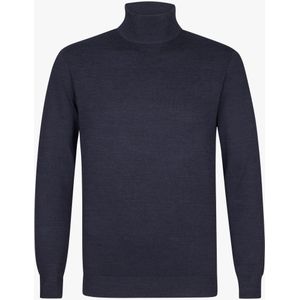 Michaelis heren trui katoenmengsel, slim fit trui met turtleneck, navy blauw