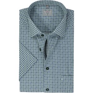 MARVELIS comfort fit overhemd, korte mouw, popeline, groen dessin