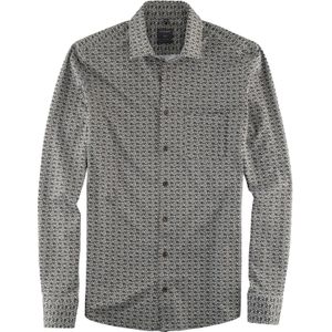 OLYMP Casual modern fit overhemd, tricot, olijfgroen dessin 47/48