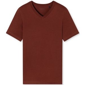 SCHIESSER Mix+Relax T-shirt, heren shirt korte mouwen biologisch katoen V-hals terracotta -  Maat: M