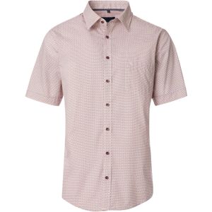 CASA MODA - Sport Comfort Fit - Overhemd - Wit met Oranje en Blauw Dessin - Korte Mouw