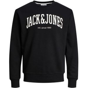 JACK & JONES Josh sweat crew neck regular fit, heren sweatshirt katoenmengsel met O-hals, zwart -  Maat: XL