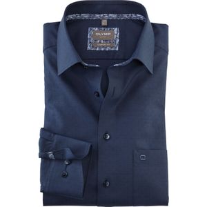 OLYMP Luxor comfort fit overhemd, structuur, marineblauw dessin