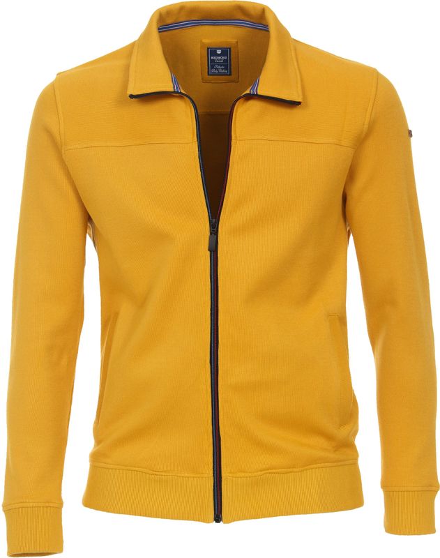 Redmond heren sweatvest katoen - opstaande kraag - geel (middeldik)
