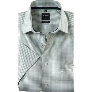OLYMP Luxor modern fit overhemd, korte mouw, popeline, groen geruit