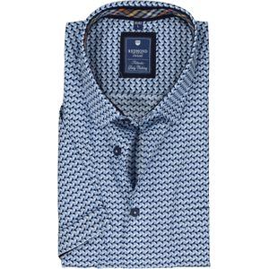 3 voor 99 | Redmond regular fit overhemd, korte mouw, popeline, blauw dessin