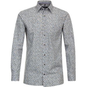 CASA MODA comfort fit overhemd, popeline, blauw, wit, beige dessin