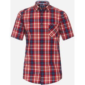3 voor 99 | Redmond modern fit overhemd, korte mouw, popeline, rood geruit 41/42