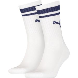 Puma Crew Heritage Stripe Unisex (2-pack), unisex sokken, wit gestreept -  Maat: 35-38