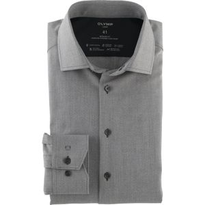 OLYMP Luxor 24/7 modern fit overhemd, popeline, antraciet