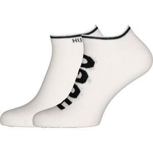 HUGO logo sokken (2-pack), unisex enkelsokken, wit -  Maat: 39-42