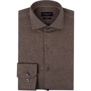 Cavallaro Napoli Briziano slim fit overhemd, tricot, donkerbruin