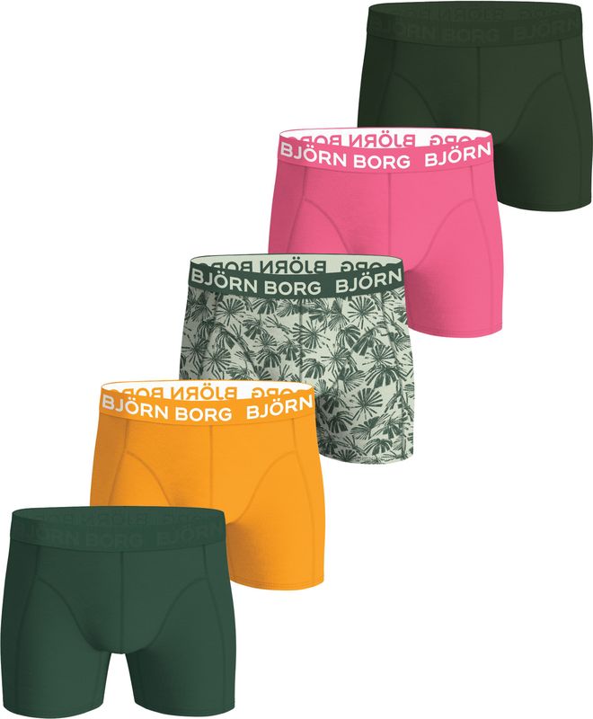 Bjorn Borg - Cotton Stretch - Boxershorts - Groen, Roze, Print, Oranje - 5-Pack