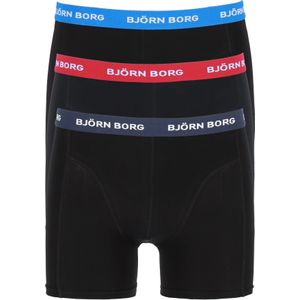 Bjorn Borg boxershorts Essential (3-pack), heren boxers normale lengte, zwart met gekleurde tailleband -  Maat: XXL