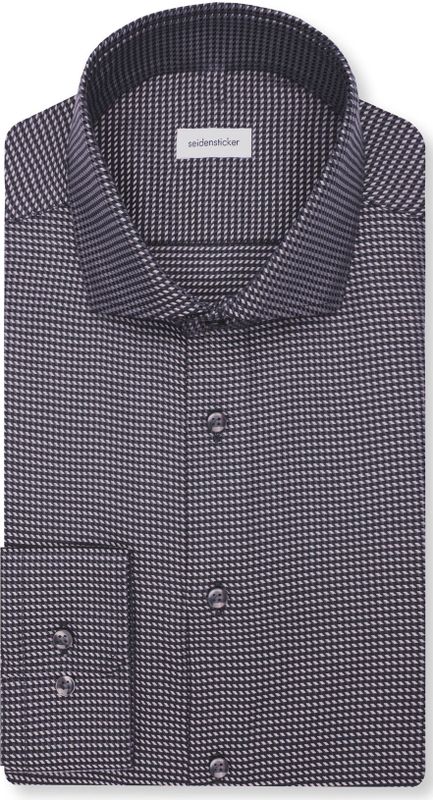 Seidensticker regular fit overhemd, popeline, grijs geruit