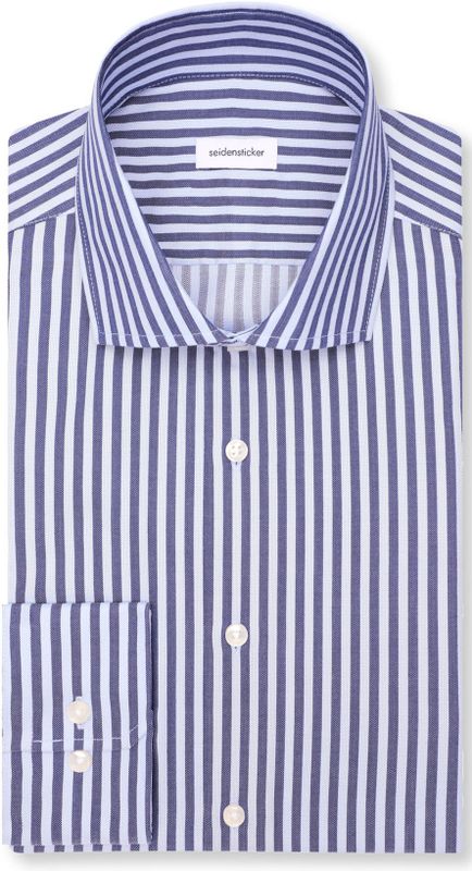 Seidensticker - Businessoverhemd - Zwart - Slim 1/1 Kent Kraag Gestreept