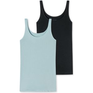 SCHIESSER 95/5 Organic singlet (-pack), dames top two-pack organic cotton lichtblauw -  Maat: 40