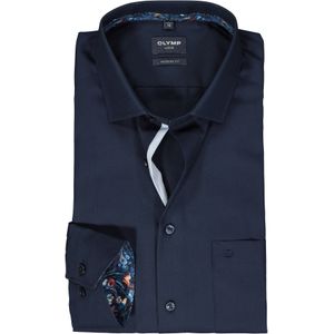 OLYMP modern fit overhemd, popeline, donkerblauw 39